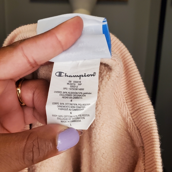 Champion Pastel Baby Pink Kawaii Crop Top long Sleeve Sweatshirt - Picture 4 of 7